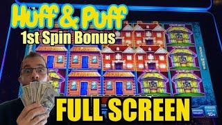 1st Spin FULL SCREEN bonus on HUFF & PUFF
