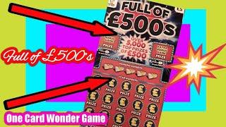 £5..FULL of £500's.....   One Card Wonder Game....with...•