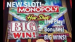 NEW SLOT!  Monopoly Hot Shot - Live Play, Bonuses, BIG WINS!