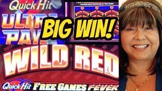 BIG WIN ON QUICK HIT ULTRA PAYS & FIRST SPIN BONUS WILD RED!
