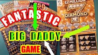 •BIG DADDY.£10•Scratchcard•50 Million Showdown•£250,000.Blue•Triple Jackpot•Money Kingdom•