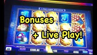 Bonuses and live play on Eureka, Jinse Dao, Midnight Stampede, Hold Onto Your Hat.