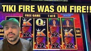 TIKI FIRE WAS ON FIRE AT RIVER SPIRIT CASINO TULSA OKLAHOMA!! + DRAGON LINK $12.50 BET BIG WIN!!