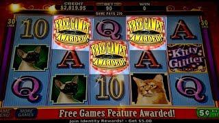 Kitty Glitter Slot Machine Bonus Won - Live Slot Play
