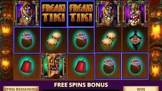 FREAKI TIKI Video Slot Casino Game with a LUAU FREE SPIN BONUS