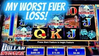 ⋆ Slots ⋆MY WORST EVER LOSS!⋆ Slots ⋆ DOLLAR STREAK AINSWORTH SLOT MACHINE PART 2!