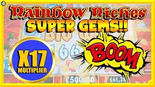 Rainbow Riches SUPER GEMS!! Massive Multiplier and HUGE Gambles!!