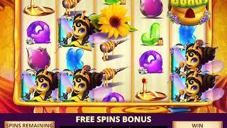 HONEY WINS Video Slot Casino Game with a HONEYCOMB CASTLE FREE SPIN BONUS