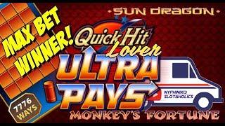QUICK HIT ULTRA PAYS Slot MAX BET Bonus WINNER!