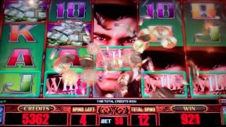 Bonnie and Clyde Slot Machine Bonus + Retrigger - 16 Free Games Win with Wild Stacks