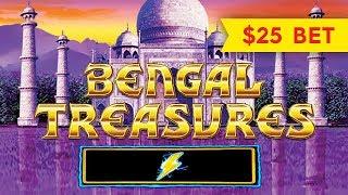HIGH LIMIT ACTION! Lightning Link Bengal Treasures Slot - $25 MAX BET!
