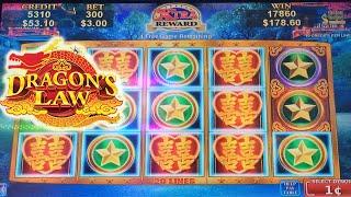 MAX BET BIG WIN! Dragons Law Slot Machine Bonus ~ Konami Slots