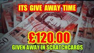 BIG SCRATCHCARD..GIVE AWAY..£120 IN  PRIZE .WE DO THIS 3 TIMES A WEEK..EVERY WEDNESDAY AT 8.30pm..