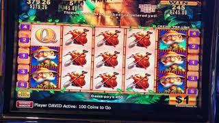 A QUICKIE!  Line HIT on TEMPLE of RICHES Konami $5 BET High Limit Slot Machine