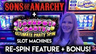 Jackpot Party Ultimate Party Spin! Sons of Anarchy! Slot Machines!! BONUS + Re-Spin Features!!