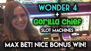 BONUS WIN! Gorilla Chief Slot Machine! Max Bet Wonder 4!