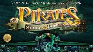 Pirates Skull and Bones - nice live play w/ line hit - Slot Machine Bonus