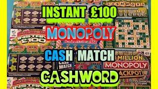 INSTANT £100..MONOPOLY JACKPOT..CASH MATCH..CASH BOLT..FLAMINGO..DOUGH money