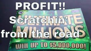 Scratching from the road - A Single $30 Ultimate Millions Illinois Lottery Instant Scratch off