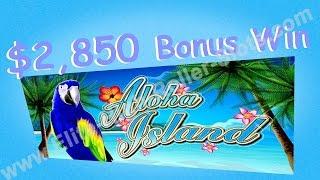 •$2,850 Dollar Bonus Win! Aloha Island, Fortunes of the Caribbean IGT WMS Slot Jackpot, Handpay! • S
