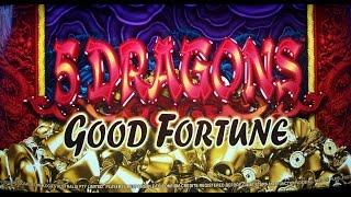 Aristocrat: Good Fortune - 5 Dragons Slot Bonus Jackpot Reel Win & Line Hits