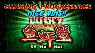 Chasing Progressives!! Ainsworth Lucky Ye Ha Hai Slot Bonus NICE WINS