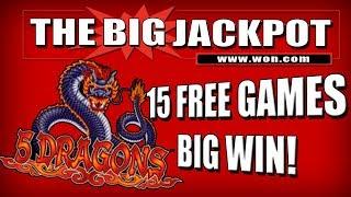 • 15 FREE GAME$ • 5 DRAGONS BONUS ROUND JACKPOT!