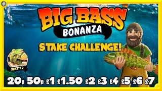Big Bass Bonanza STAKE CHALLENGE! All the way up to £7!!
