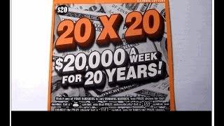 20X20 - Illinois Lottery $20 Instant Scratch Off Lottery Ticket