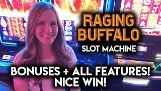 NEW! Raging BUFFALO Slot Machine! BONUSES! Every Random Feature! NICE WIN!!