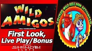 Wild Amigos Slot - First Look, Live Play, Free Spins Bonuses with Locked Wild Reels