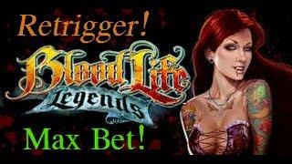 Blood Life Legends - IGT Slot Bonus - Max Bet with Re-trigger
