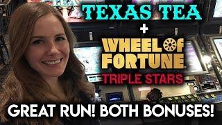 GREAT Run! Texas Tea!!! Both Bonuses! Wheel of Fortune Max Bet!