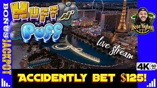HUFF N PUFF ACCIDENTAL $125 BET JACKPOT!!! LIVE Slot action from Las Vegas Strip after TOOL concert