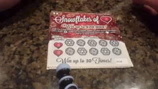 NEW GAME!! $20,000 "SNOWFLAKES OF HEARTS" $2 ILLINOIS LOTTERY SCRATCH OFF TICKETS!