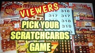 SCRATCHCARD..TAKE YOUR PICK GAME..VIEWERS CAN JOIN IN