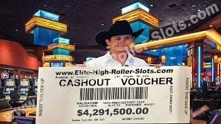 •$4,291,500.00 Cashout! $1.5 Million Huge Bonus Round Jackpot Handpay Win! $100 Video Slot Machines!