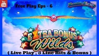 (First Attempt / Free Play # 6 ) Aristocrat – Macaw Money : Live Play , 3 Line Hits & Bonus