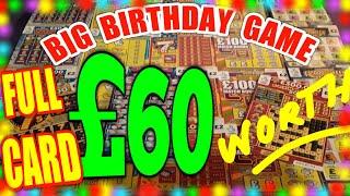BIG "£60.00"..Worth of ..SCRATCHCARDS ..and.A SHOCK.."FULL CARD"  ON OUR BIRTHDAY SPECIAL GAME.