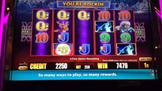 Timber Wolf Deluxe - Bonus - $2.50 Bet. Hit the bonus on my first spin.