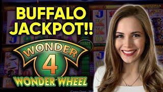 Wonder 4 Buffalo Gold Slot Machine! Awesome Progressive Jackpot Win!