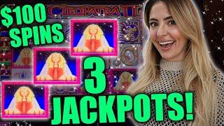 $100/SPINS on Cleo 2 and I WIN 3 Jackpot HANDPAYS in Vegas!