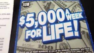 $5,000 A Week For Life - $10 Illinois Scratchcard Video