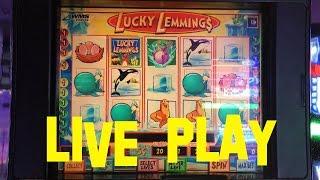 Lucky Lemmings Live Play 5 cent high limit denom $10.00 Bet Slot Machine