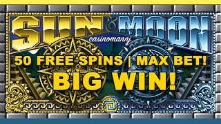 SUN AND MOON SLOT *MAX BET 50 FREE SPINS* BIG WIN!! - Slot Machine Bonus