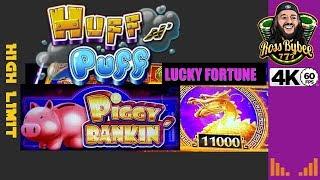 HIGH LIMIT•Lucky Fortunes Piggy Bankin Huff N Puff Session Cosmopolitan 4k 60fps HD Slots