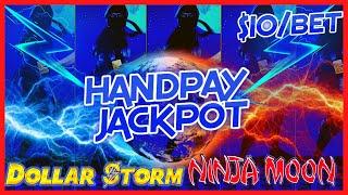 MAJOR HANDPAY JACKPOT on Dollar Storm Ninja Moon Slot Machine (2) $10 Bonus Rounds AWESOME WIN