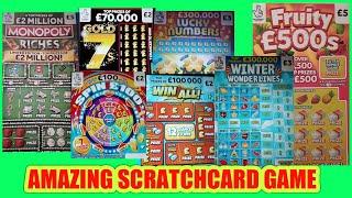 .£250..SCRATCHCARDS...MONOPOLY..FRUITY £500..LUCKY NUMBERS..SPINE £100..TRIVIAL PURSUIT..£100 LOADED
