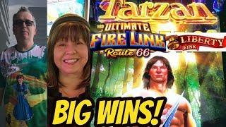 BIG WIN BONUSES-Tarzan-Liberty Link-Ultimate Fire Link Route 66