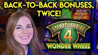 Back 2 Back Bonuses! TWICE!! Awesome Run! Wonder 4 Slot Machine!